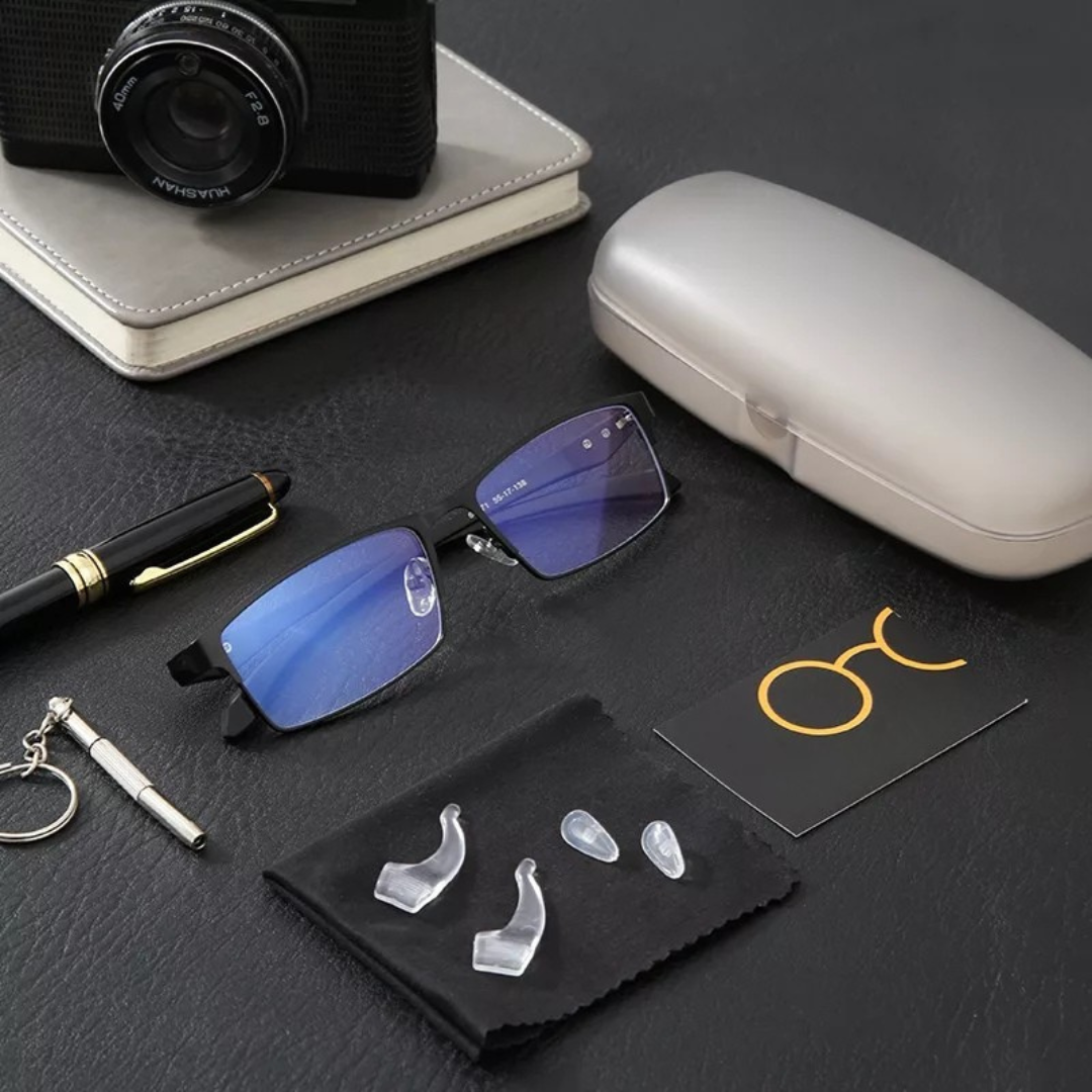 Blått ljusglasögon med lätt metallram