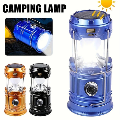 Solarlampa för camping med USB-laddning – Bärbar LED-lampa för utomhusaktiviteter och nödsituationer