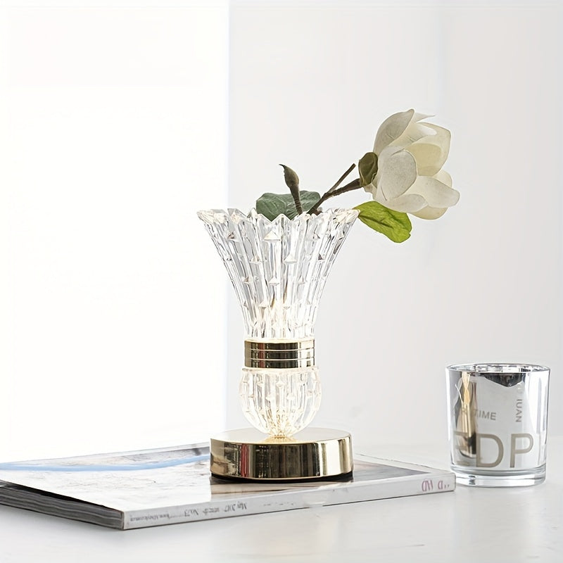 CrystalGlow - Modern LED Kristall Bordslampa med Dimbart Ljus