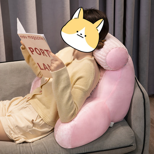 Plush Sängkudde med Ryggstöd - Mjuk Ländryggsstöd för Säng och Soffa, Fyra Säsonger