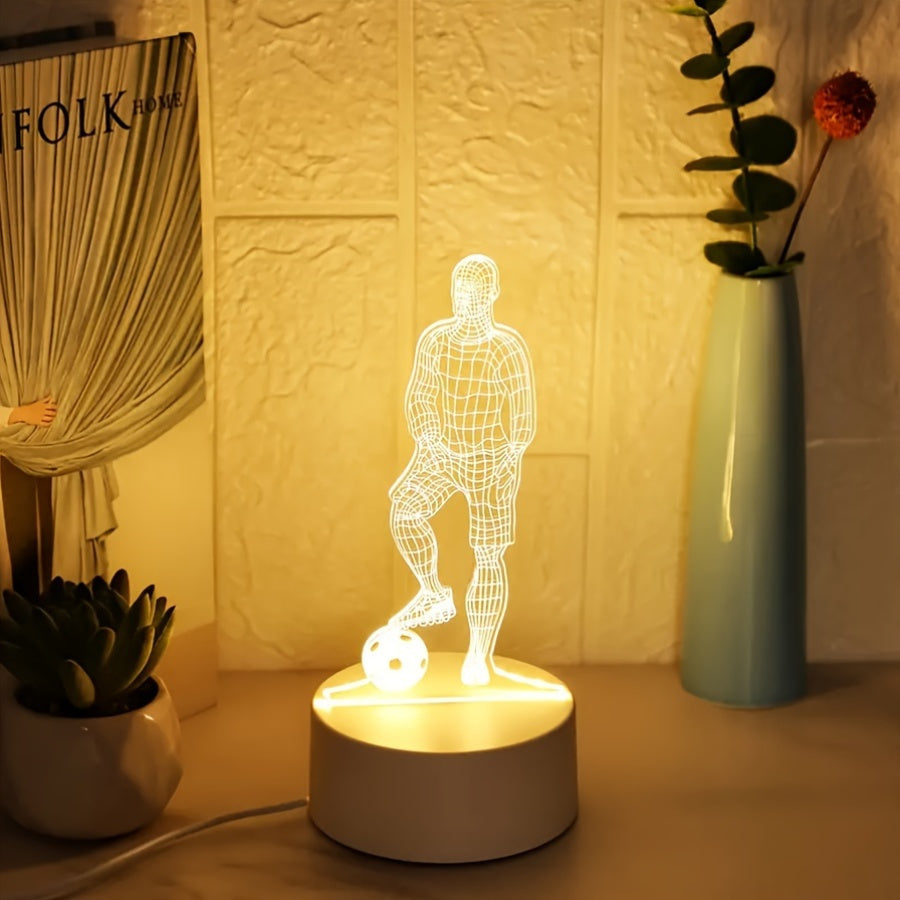 SportGlow - 3D Fotbollsspelare Illusion LED Bordslampa med Akrylskydd