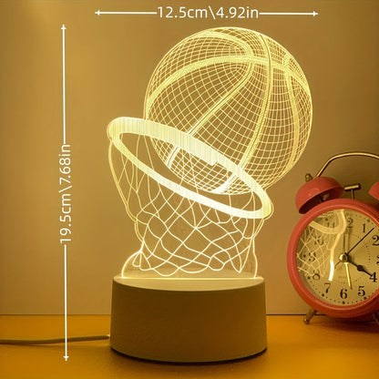 Illusie-Lampa - 3D Basketboll USB Bordslampa med LED Dekorationsbelysning