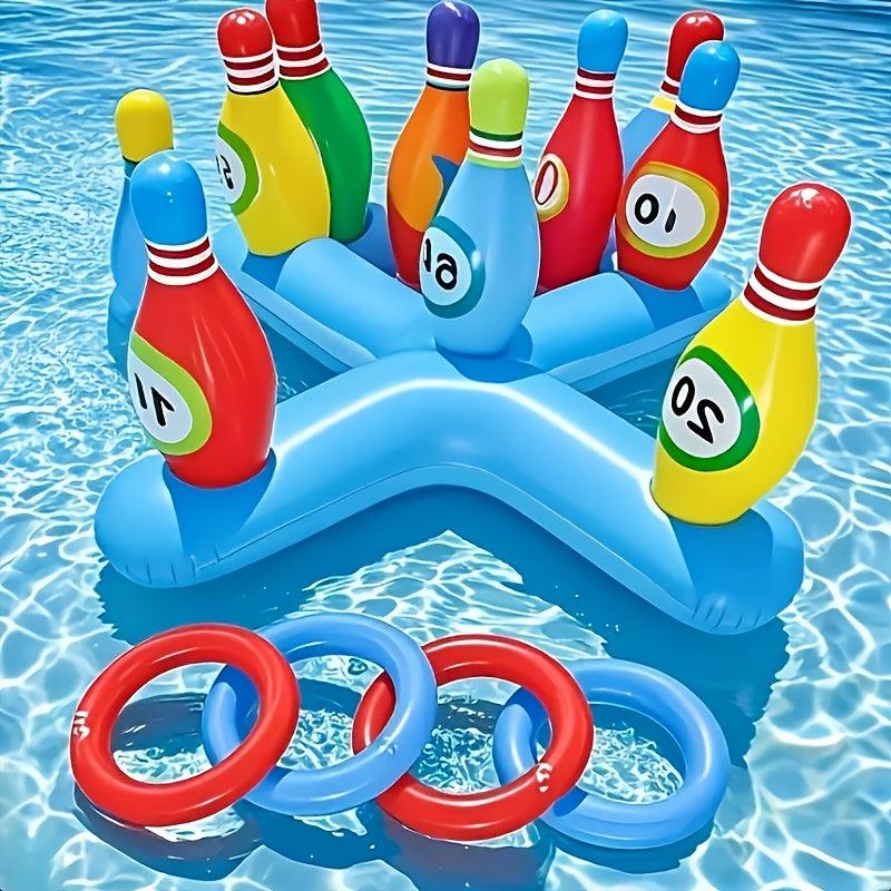 Carvallo Vatten-Bowling-set SplashStrike | Färgglada käglor med nummer | För pool &amp; strand | Lätt &amp; Bärbar