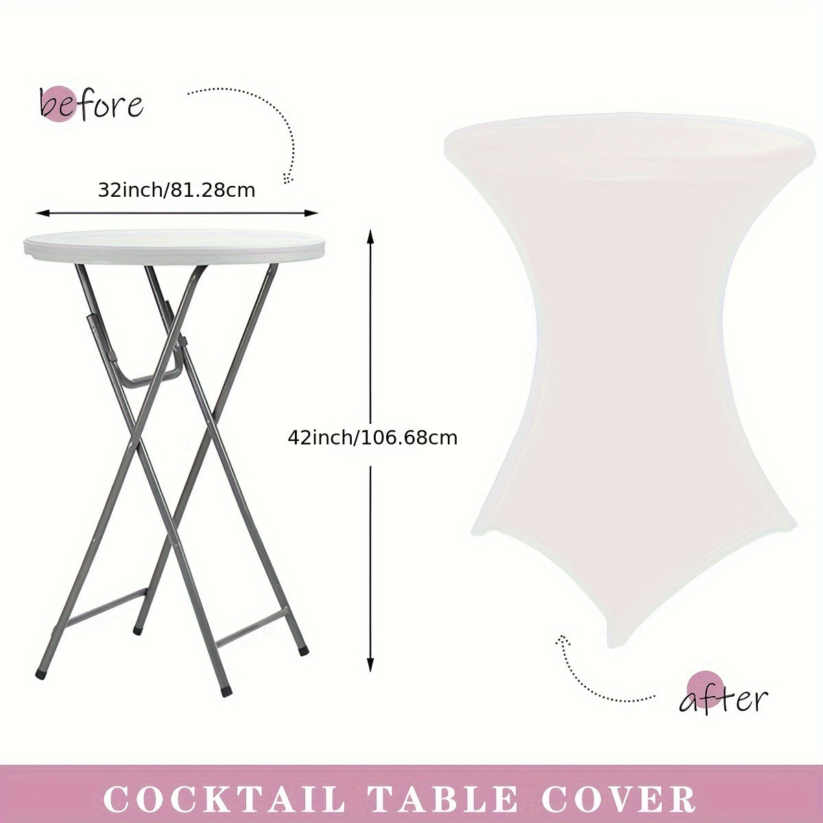 Stretchy Cocktail Table Covers - Solid Color, Ideal for Partyn och Evenemang