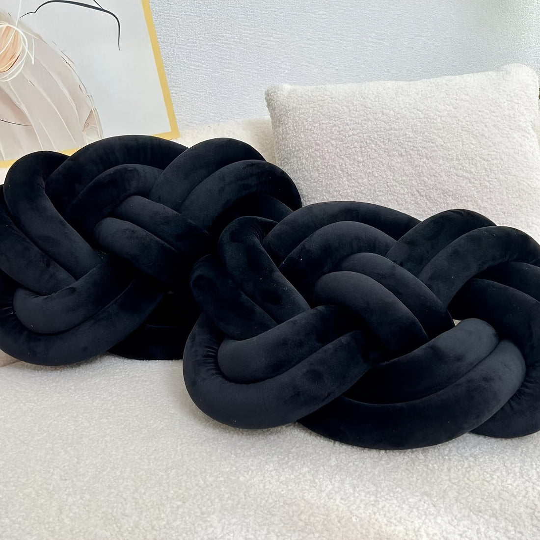 2 Stycken Knop Ball Kuddar - Mjuka Plysch Kuddar, Dekorativa Kuddar för Säng, Soffa och Vardagsrum