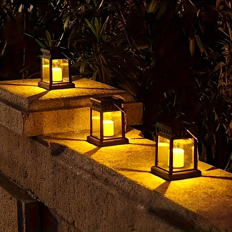 Solär LED Lantern med ljusslinga och upphängningsklipp – Vattentät trädgårdsbelysning för terrass och balkong