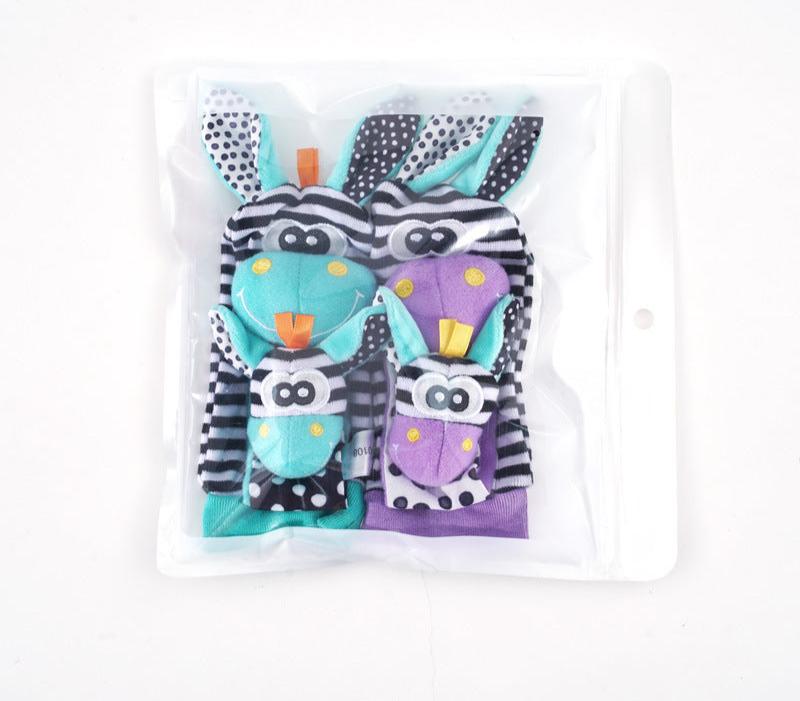 Sensoriska babyplyschstrumpor och handledsband