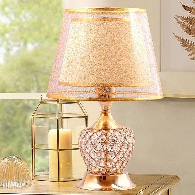 RetroLustre - Klassisk Urn Nattduksbordslampa med Dubbel Empire-kon