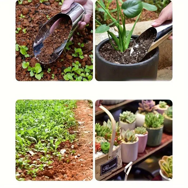 Rostfritt stålspade för blomjord – Robust planteringsspade för trädgård och balkong