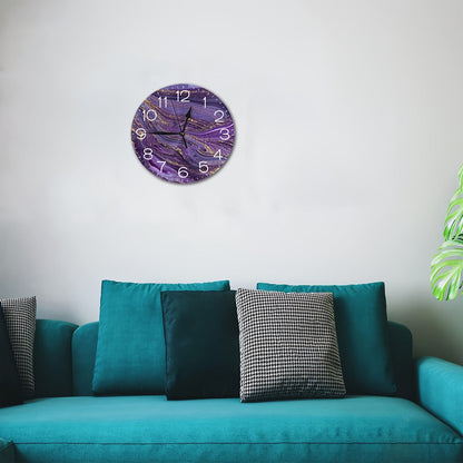 VioletGlow - Modern Lila Väckarklocka med Guld Accenter, Abstrakt Design