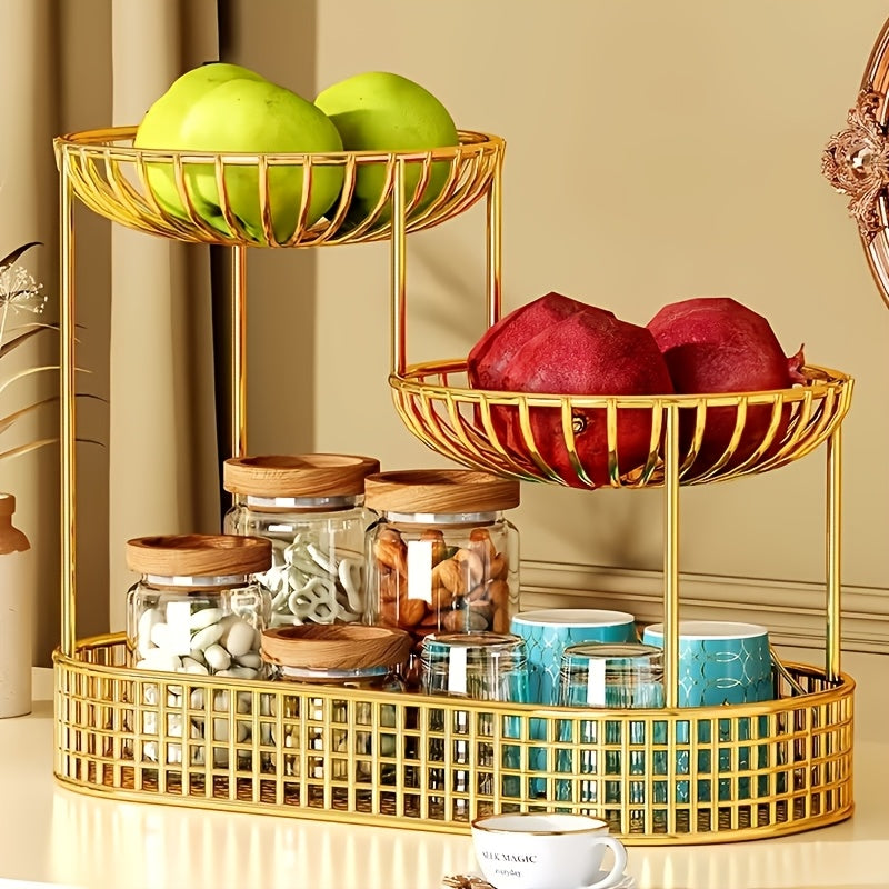 GoldenTier 3-Tier Fruktkorg – Elegant och Praktisk