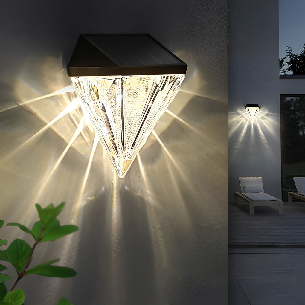 2 Stuks Geometrisk LED Vattentät Svart Solvägglampa
