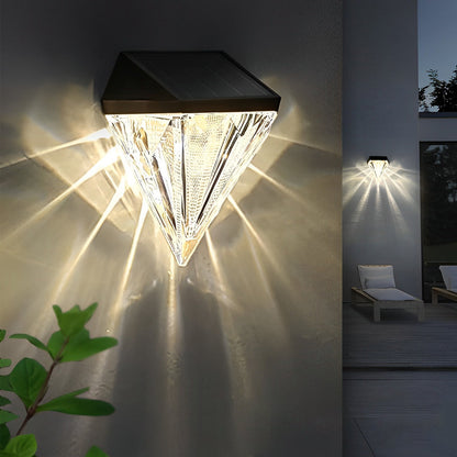 2 Stuks Geometrisk LED Vattentät Svart Solvägglampa