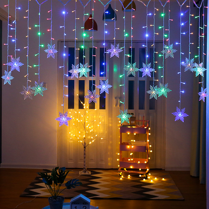 LED ljusslinga med snöflingor – Färgglada dekorationljus för jul och festdekoration