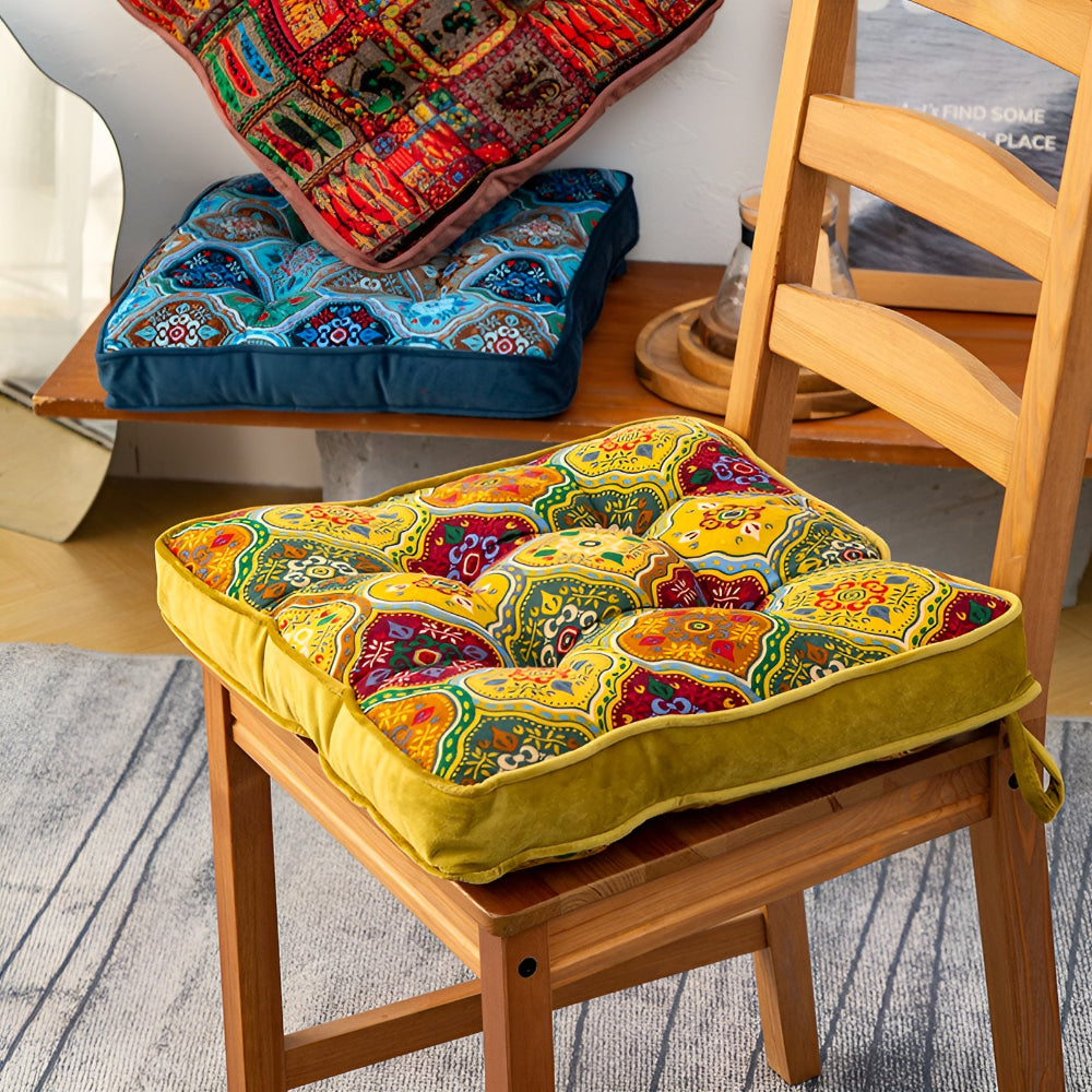 Maroccan inspired tie band cushion
