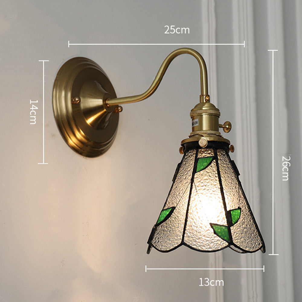 Vägglampa med vintage glas skugga armatur