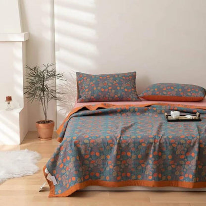 Rustik Blommig Bomullsfilt