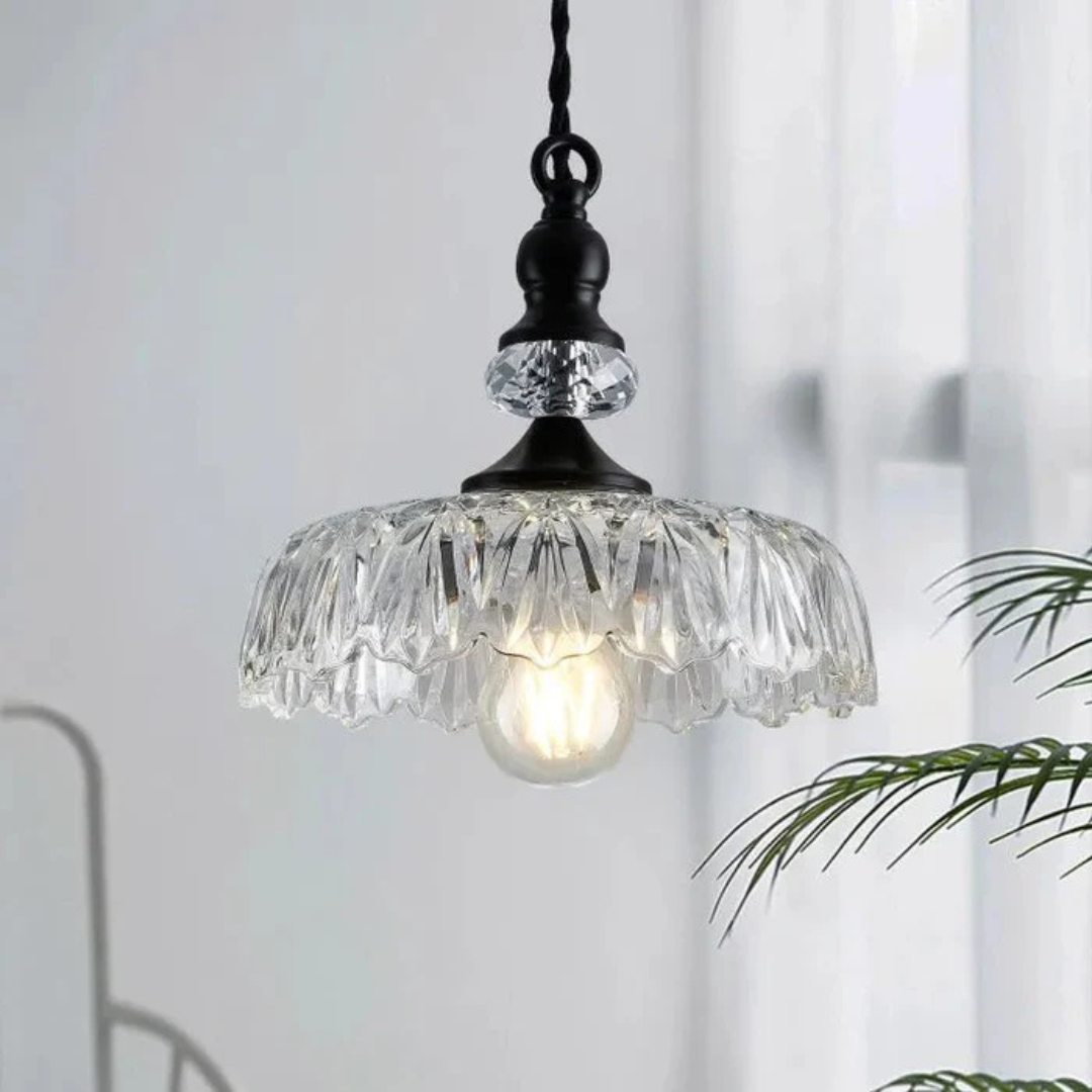 Aelius – Retro Glas Hänglampa (Ø24 cm) med metalldetaljer för matrum &amp; kök