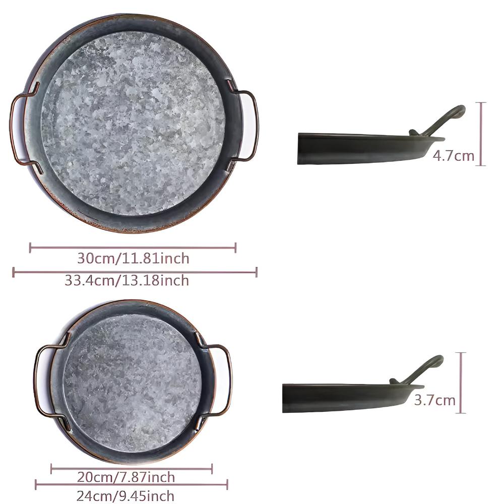 Retro Rund Metall Middagsserveringsbrickor