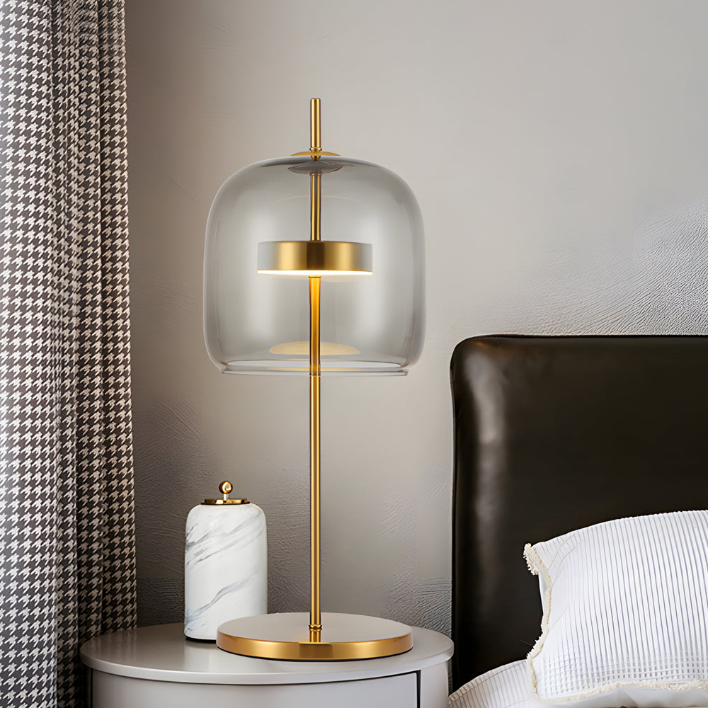 MystiGlow - Bordslampa i Rökglas för en Stämningsfull Sovrum