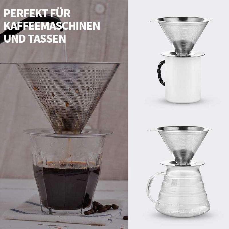 Carvallo Kaffeefilter i rostfritt stål | Fin sil & snabb avrinning | Ø 11,5–12,5 cm | Återanvändbar & Hållbar