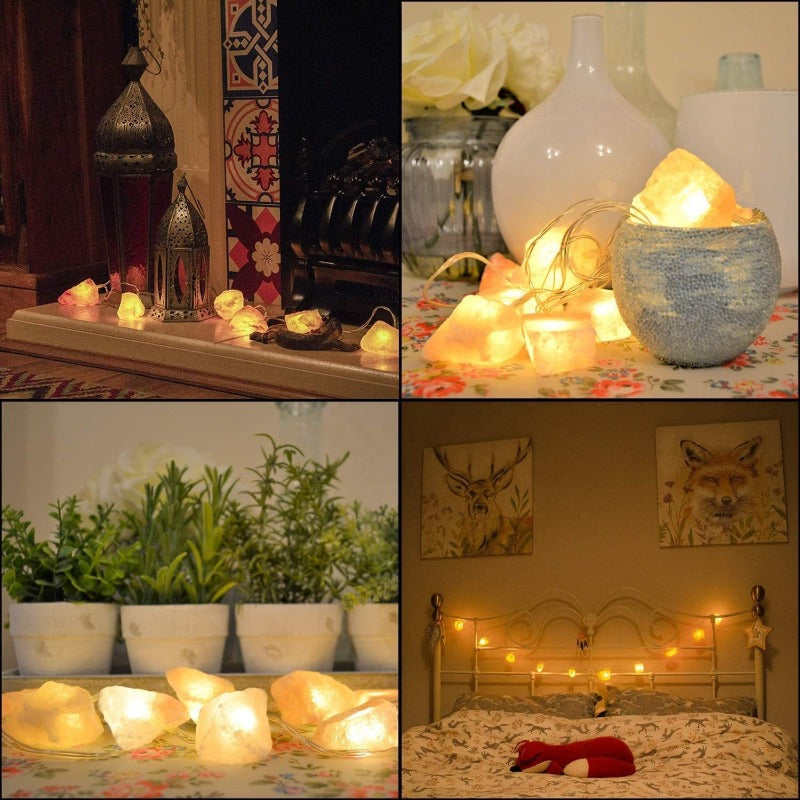 Royaleva Himalaya Salt String Lights - Portable Warm Amber Decor, Natural Crystal