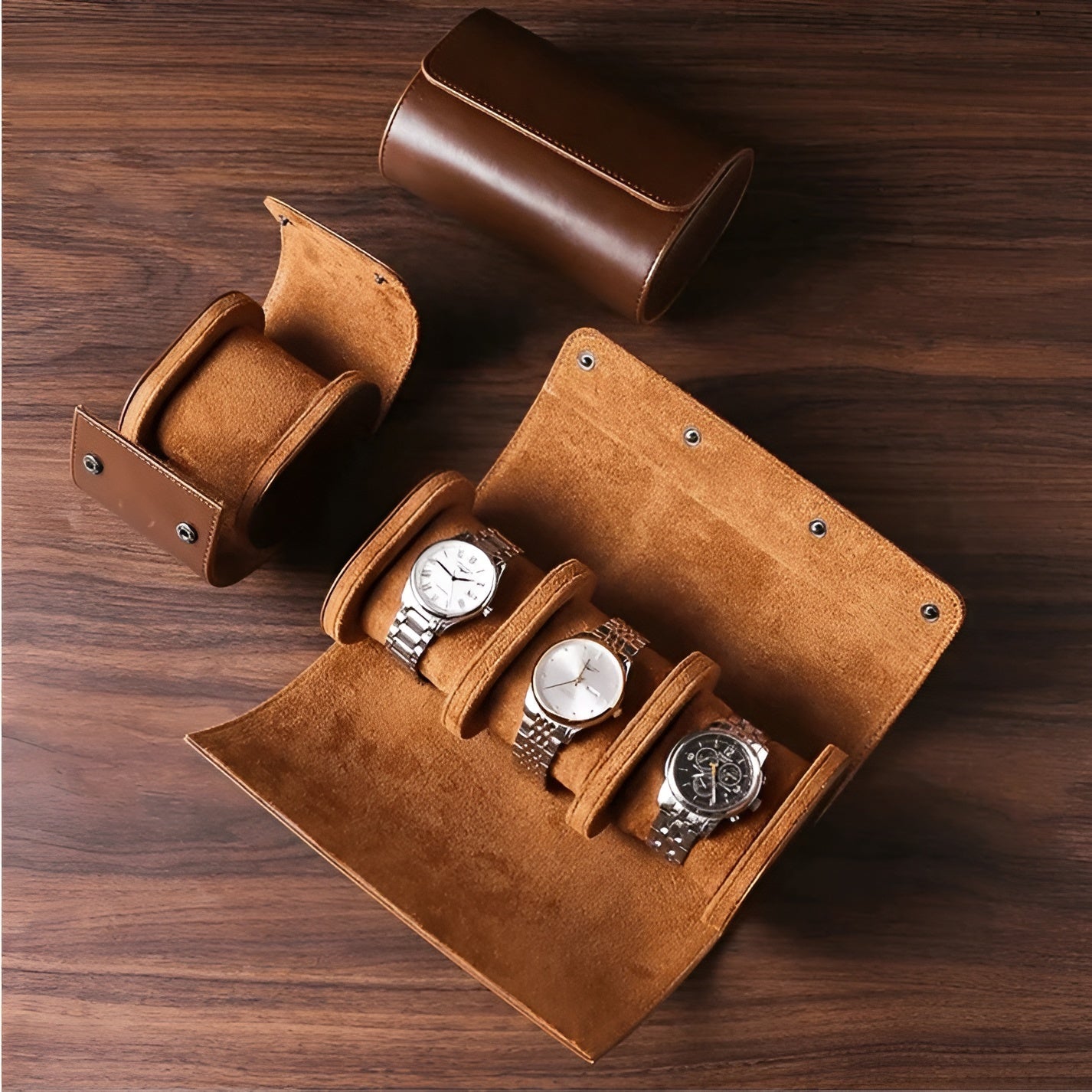 ChronoVault Case – Bärbar Vintage-läder klockbox