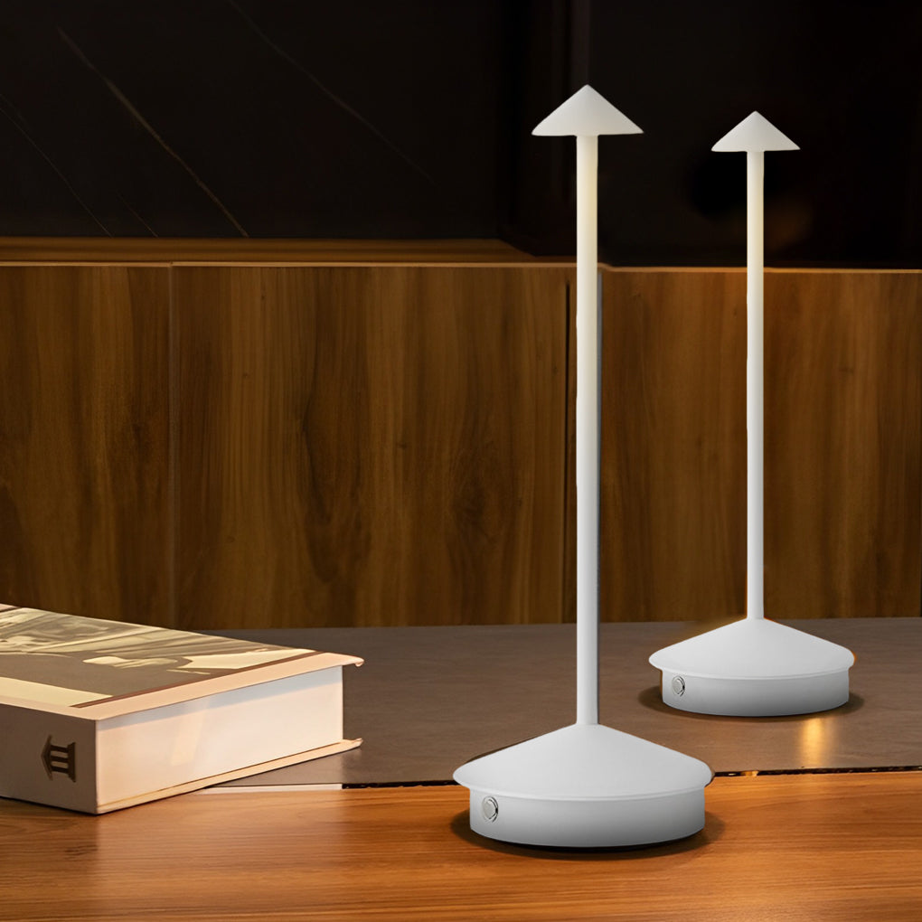 LuminZen - Modern Bollarformad Skrivbordslampa med RGB Färgförändring och Trådlös Laddning