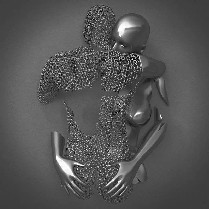 Kärleks-Canvas med Elegant Metallfigur i Modernt Design