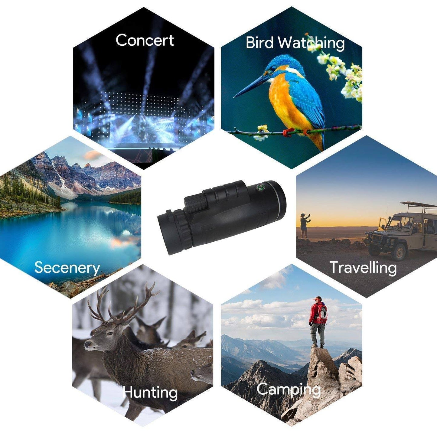 Carvallo FernZoom 12X Pro | 12x50 HD-teleskop med smartphone-hållare | Vattentät & kompakt | Idealisk för natur, resor & sport