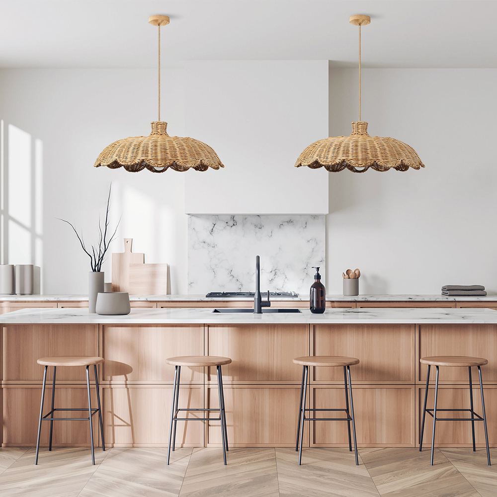 Boho Kreativ Dekor Rattan Vävd Hänglampa
