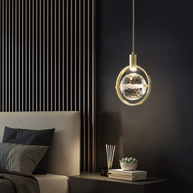 Modern ring kristall LED taklampa