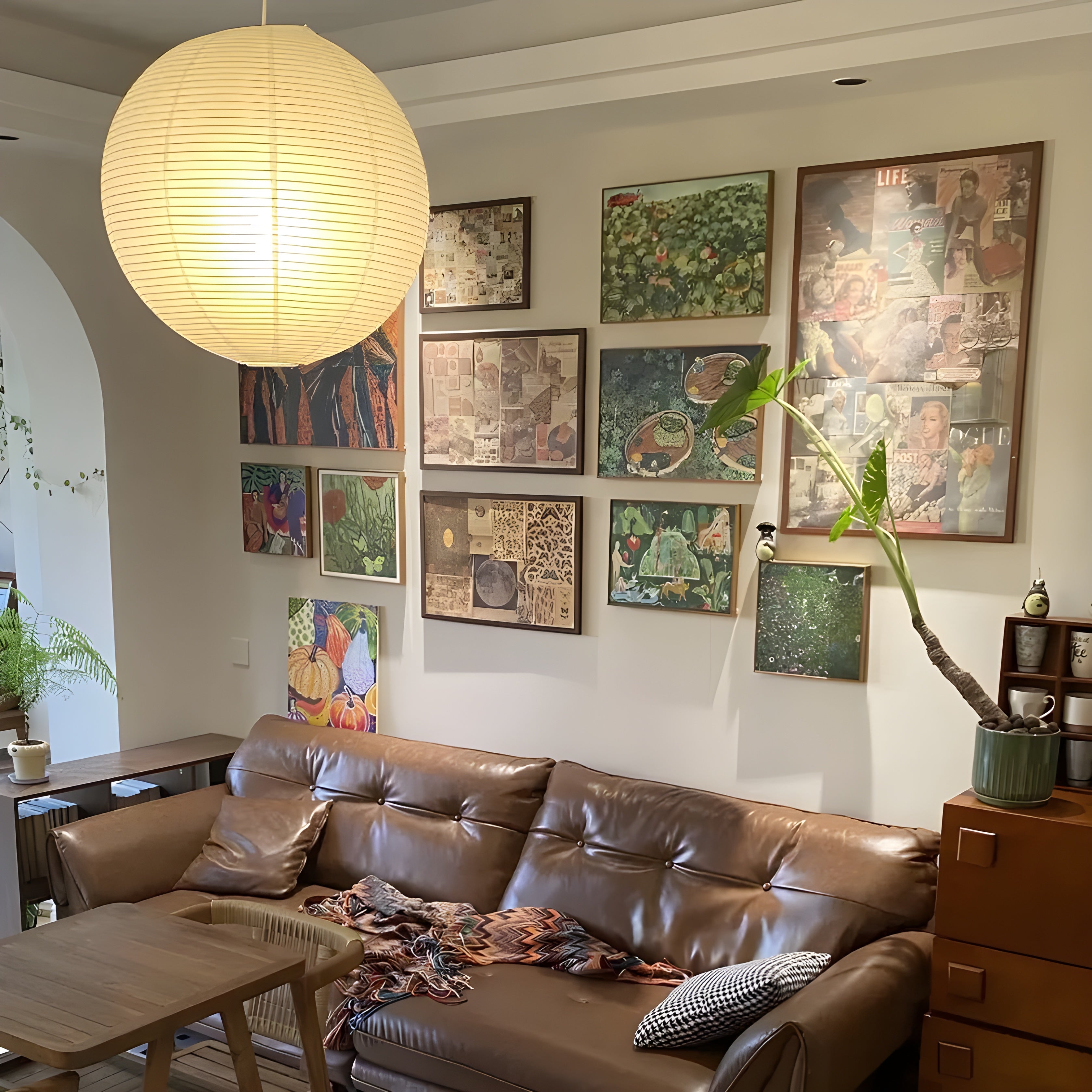 Hängelampa av rispapper – Dekorativ japansk stil för vardagsrum