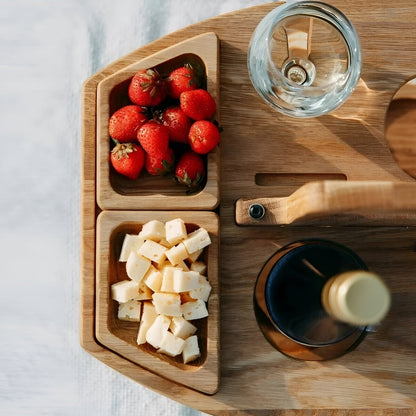 Trä picknick vinbord – Perfekt för vin &amp; snacks utomhus