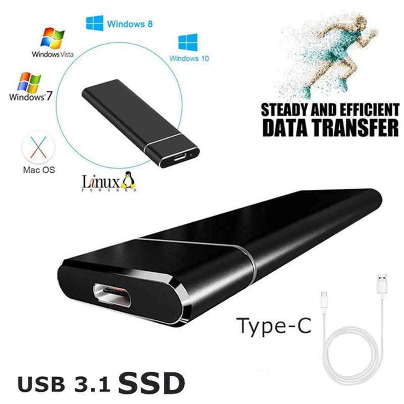 Carvallo Extern SSD Hårddisk | 520 MB/s | USB-C & USB 3.1 | Stötisolerad & Ultrakompakt | 500 GB / 1 TB / 2 TB