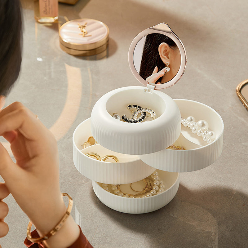 Carvallo – Stapelbar smyckeshållare med flera lager med kompakt spegel och elegant design