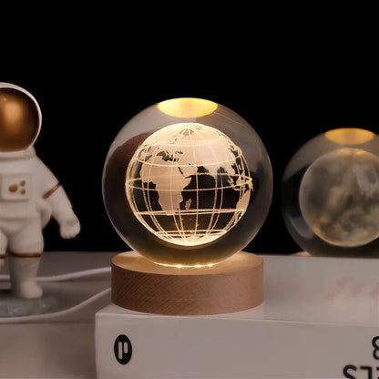 Nattljus Träbas Kristallboll Lampa