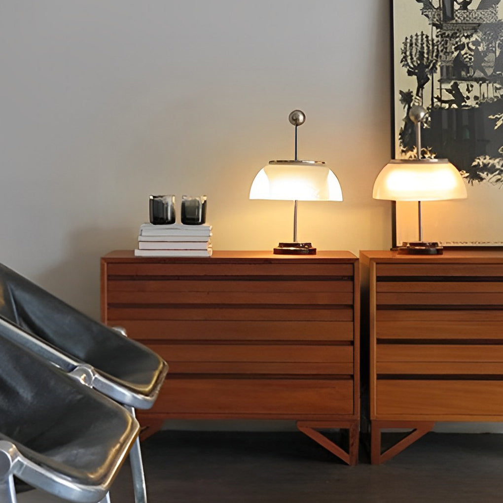 H Bordslampa med Glas Skål Skugga Italiensk Dekorativ Lampa