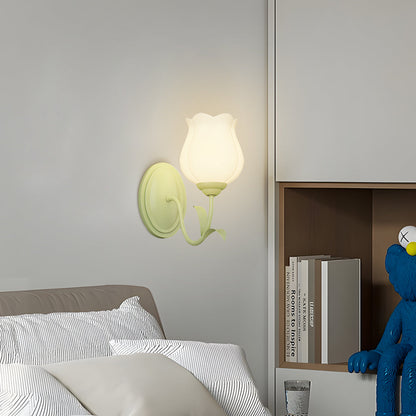 1/2-Ljuskronor Blomster Glas Tre-Stegs Dimbar Grön Vägglampa