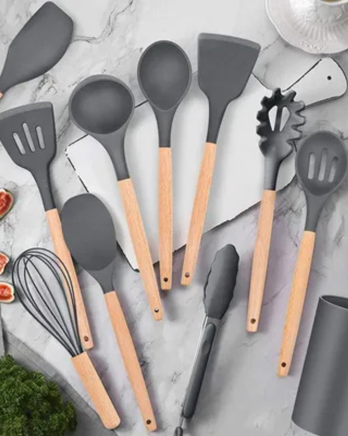 Carvallo – Miljövänligt Silikon Kökset med Bambu Handtag (12-delar)