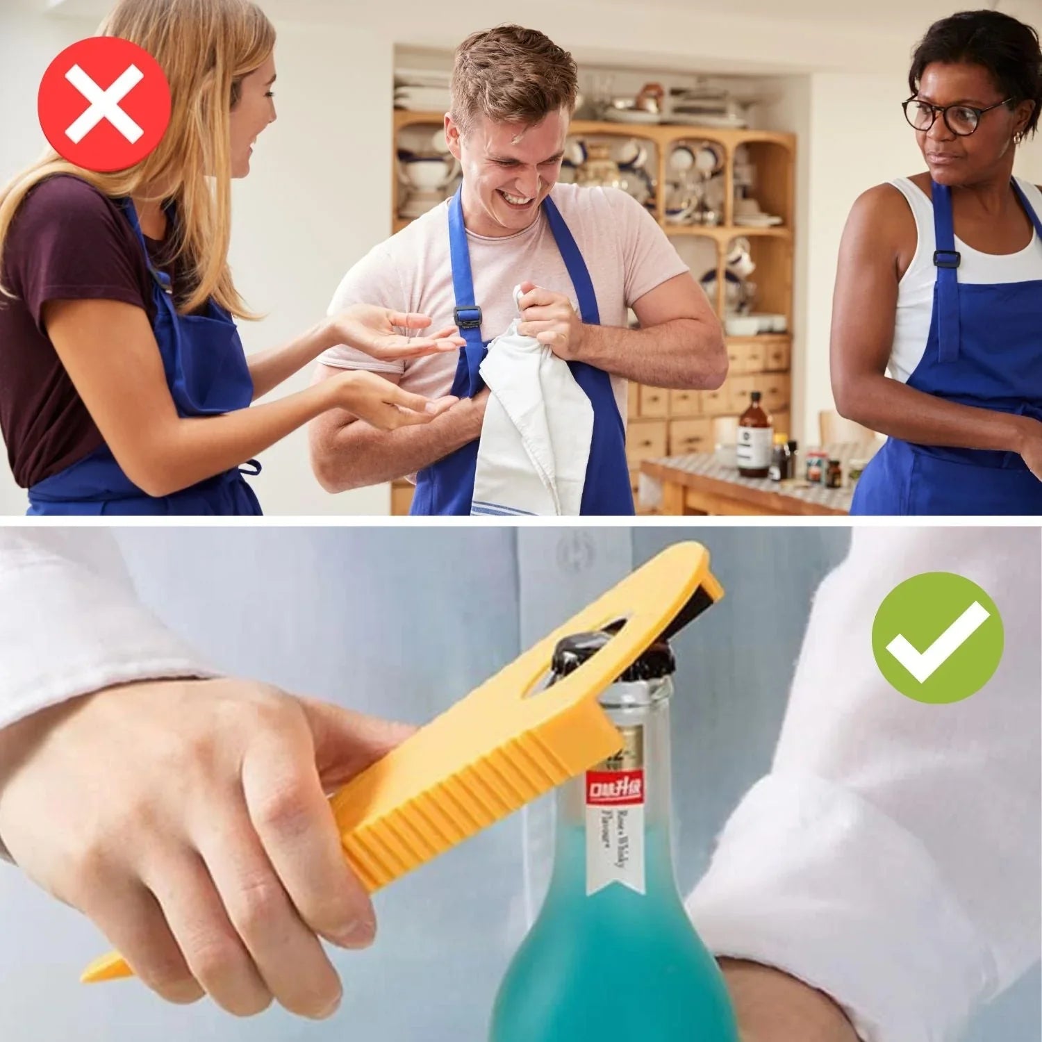 Ergonomisk flasköppnare med praktiskt handtag för enkel användning