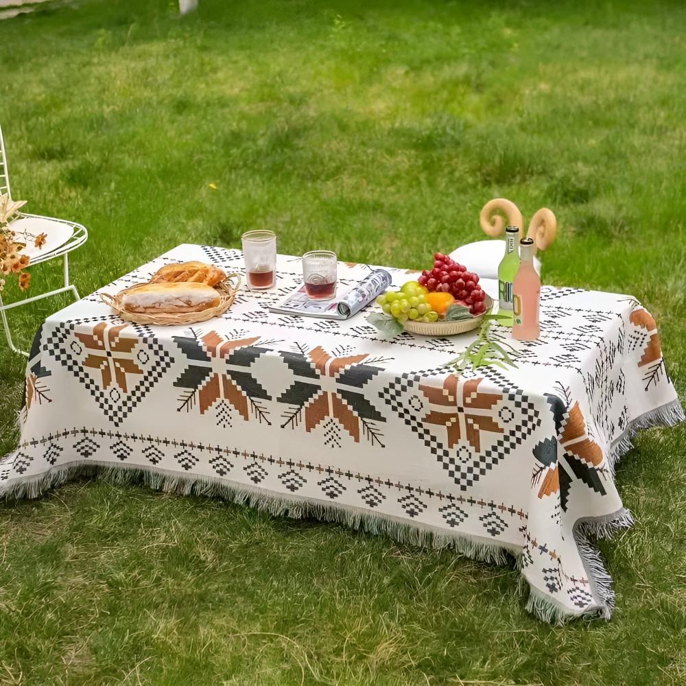 Mönstrad Boho Picknickmatta – Marockansk Stil Utomhusfilt