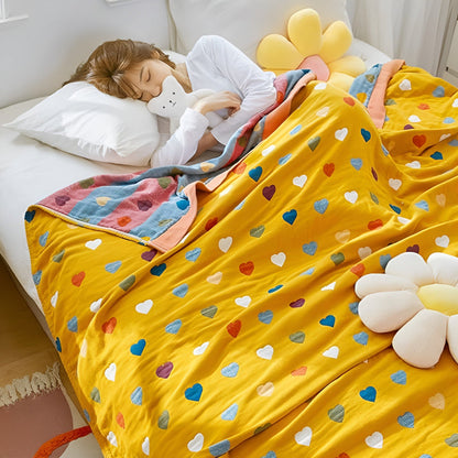 Fantasifulla Hjärtan Vändbar Bomullspläd