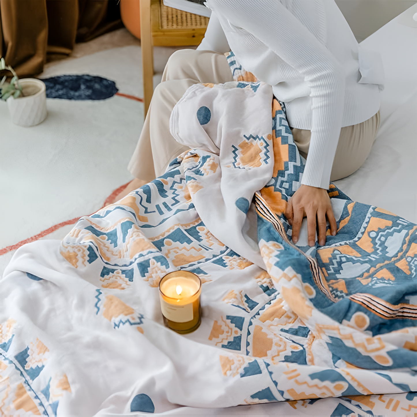 Serene Boho Stil Bomullsfilt