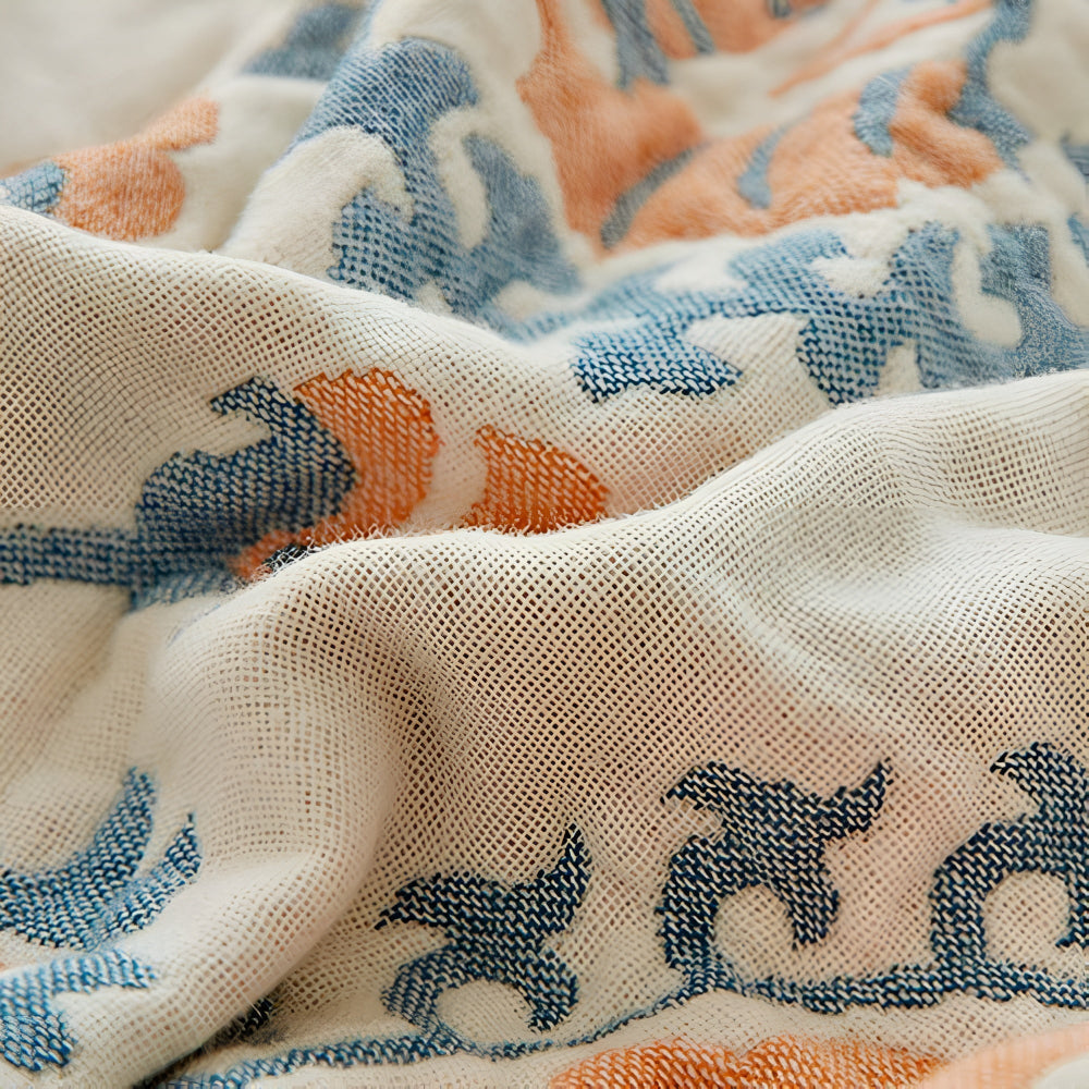 Rustik blomster bomull vändbar filt