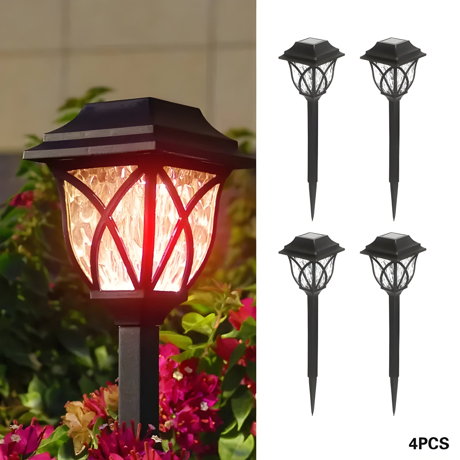 HexaGlow Ljus – 4-pack Retro Fyrkantiga Trädgårdssolarlampor