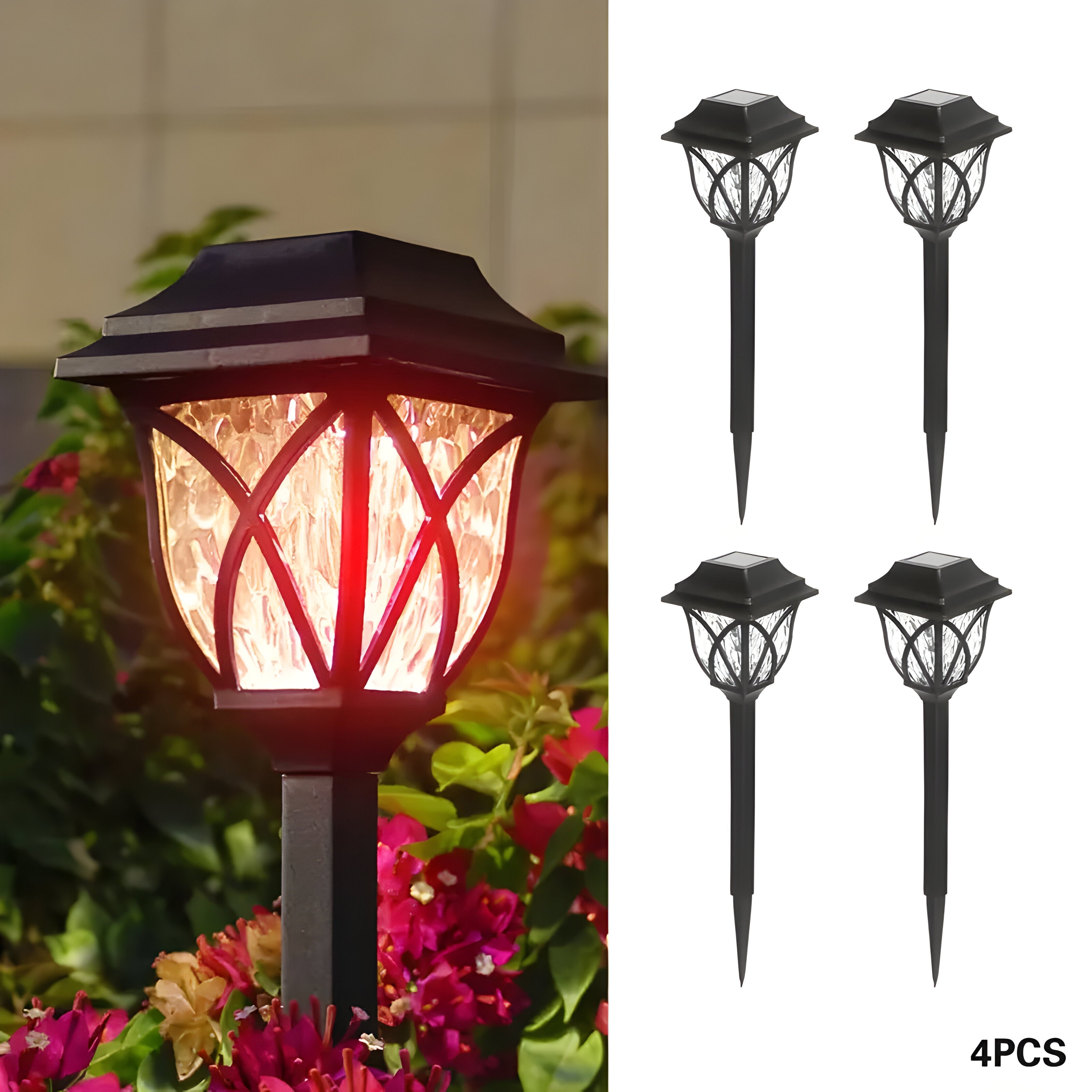 HexaGlow Ljus – 4-pack Retro Fyrkantiga Trädgårdssolarlampor