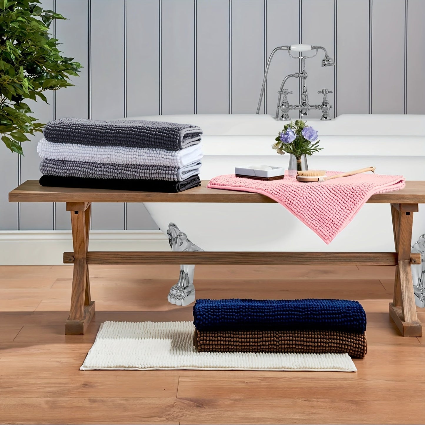 Ultra-Mjuk Chenille Badmatta – Perfekt för Badrum eller Entré