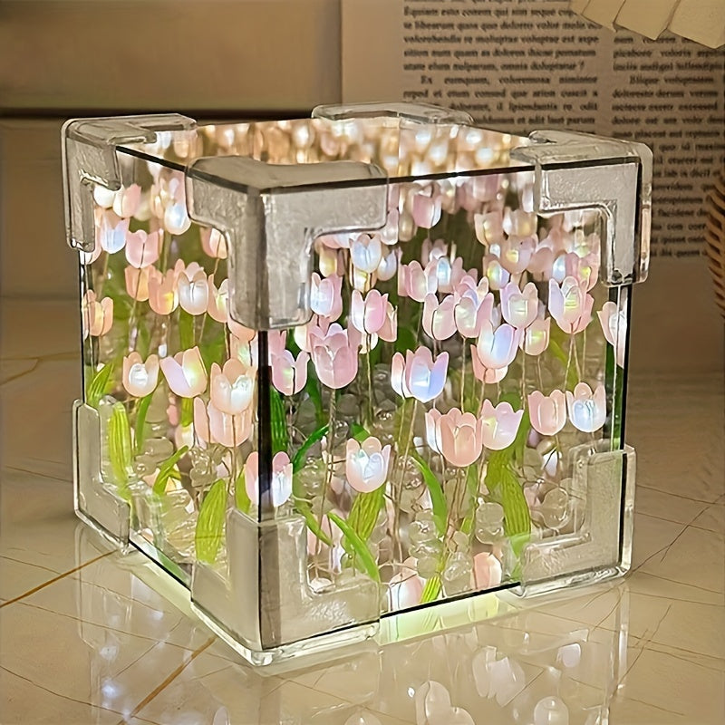 TulipGlow - Handgjord Tulpan LED Nattlampa och Spegel