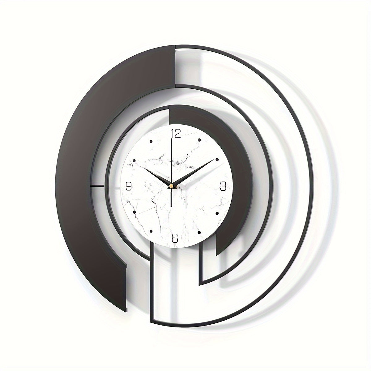 GeoClock - Tyst Geometrisk Väggklocka i Svart Metall